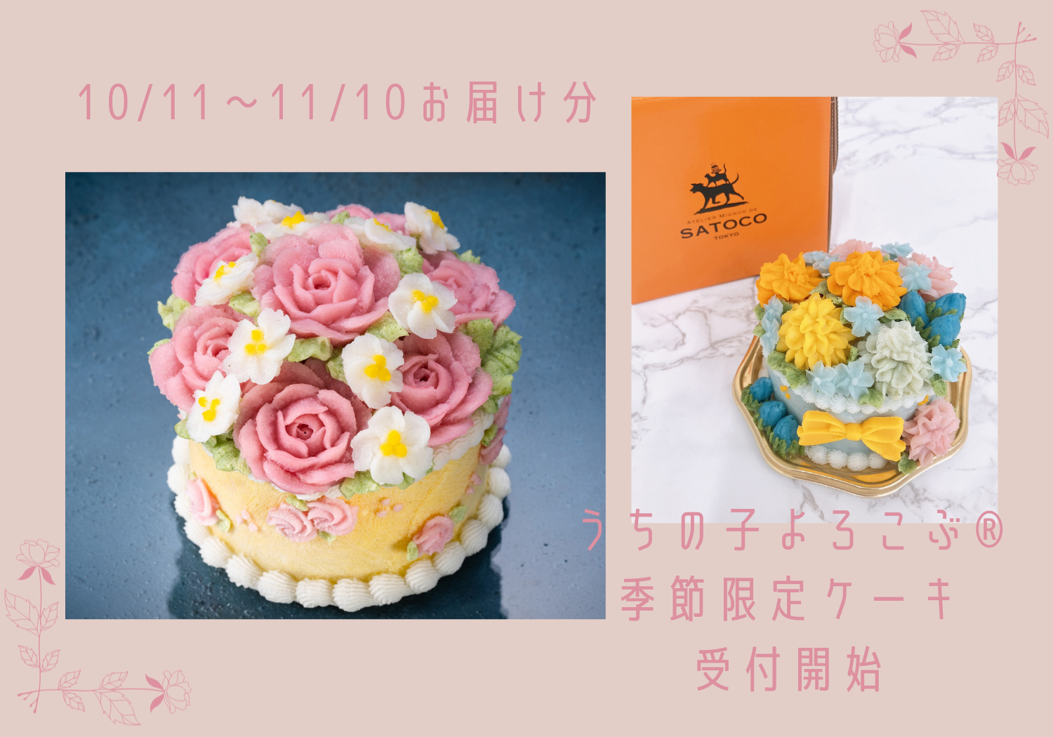 10/11～11/10お届け分　うちの子よろこぶ®ケーキ、季節限定ケーキ　ご注文受付開始